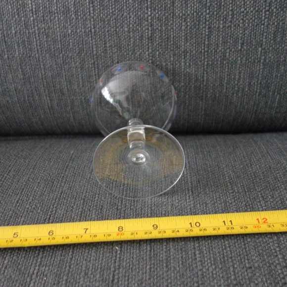 Marie Antoinette Champagne Glass with Red and Blue Circle Pattern - Picture 7 of 8
